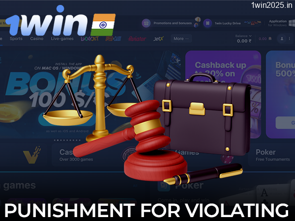 Punishment for violation of the terms and conditions on the 1win website